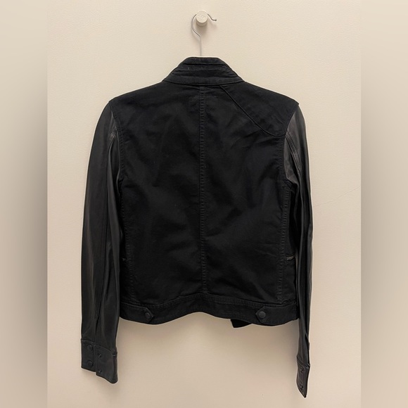 rag & bone Denim Moto Jacket with Leather Sleeves, Black, Extra Small - Picture 2 of 9